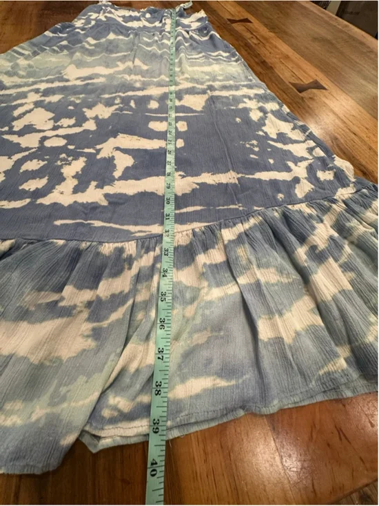 Knox Rose Blue White Cloud Tie Dye Maxi Dress Boho Coastal Resort Ruffle M - Picture 11 of 11